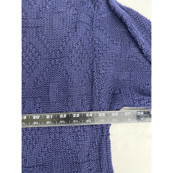 417 by Van Heusen Sweater Mens XL Navy Blue Textured Knit Made in USA Crewneck - Picture 4 of 5